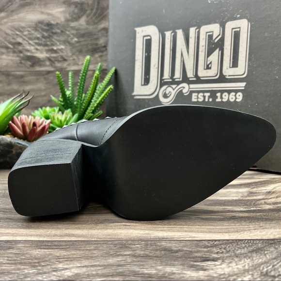 NIB Dan Post Dingo Stay Sassy Black Leather Studded Western Ankle Boot Bootie - Picture 9 of 13